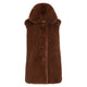 Rex Faux Fur Vest with Gold Buttons in Brown