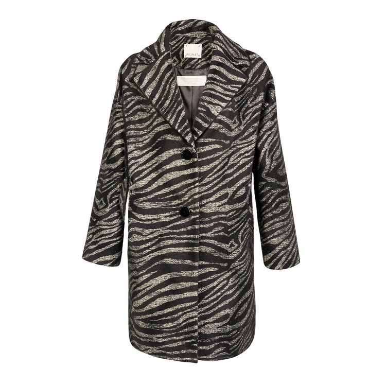 Sarah Animal Print Vegan Coat in Black