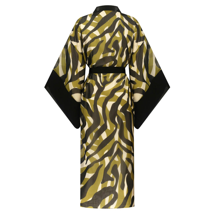 Jessie Animal Print Kaftan in Black and Green