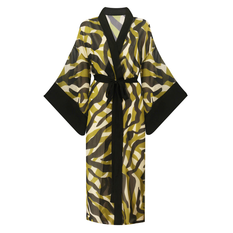 Jessie Animal Print Kaftan in Black and Green
