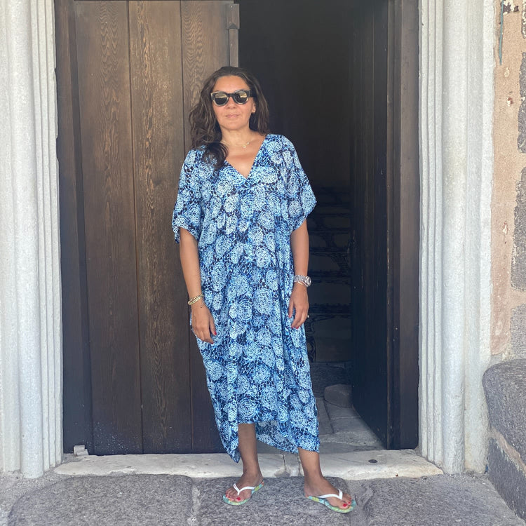 Ocean Casual Dress Aqua Print in Blue