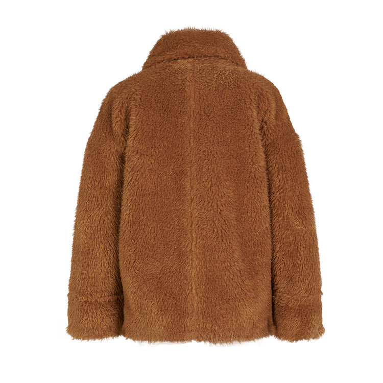 Army Teddy Vegan Short Coat in Caramel