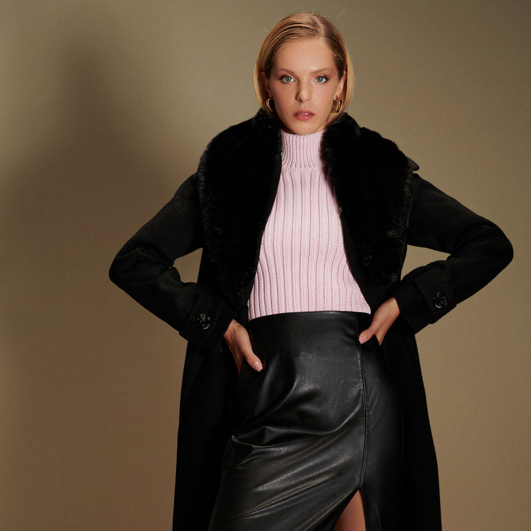 Cindy Classic Vegan Coat in Black