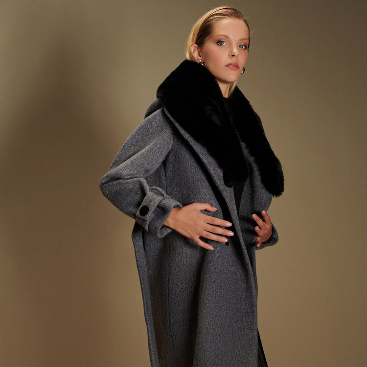 Cindy Classic Vegan Coat in Gray