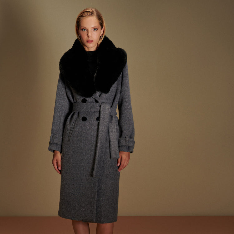 Cindy Classic Vegan Coat in Gray