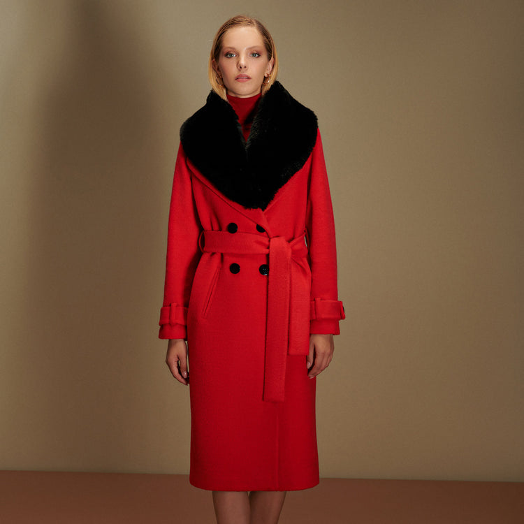 Cindy Classic Vegan Coat in Red