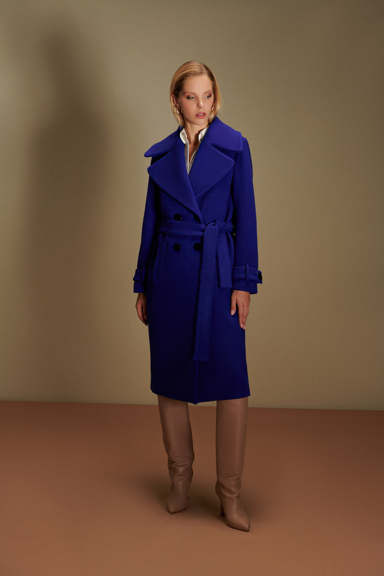 Cindy Classic Vegan Coat in Sax Blue