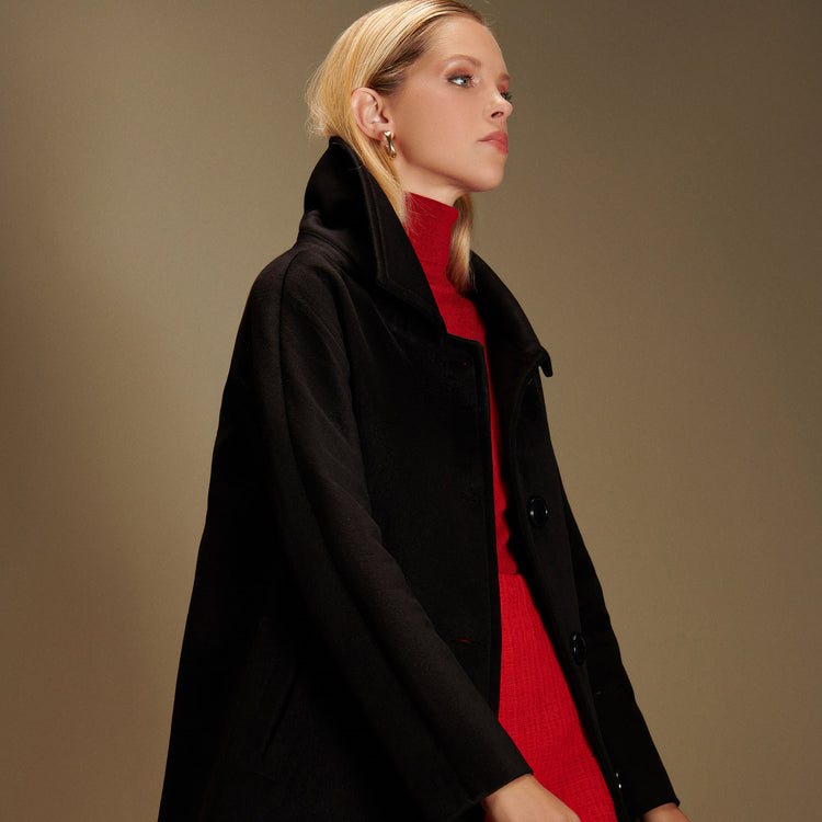 Swing Vegan Short Coat in Black