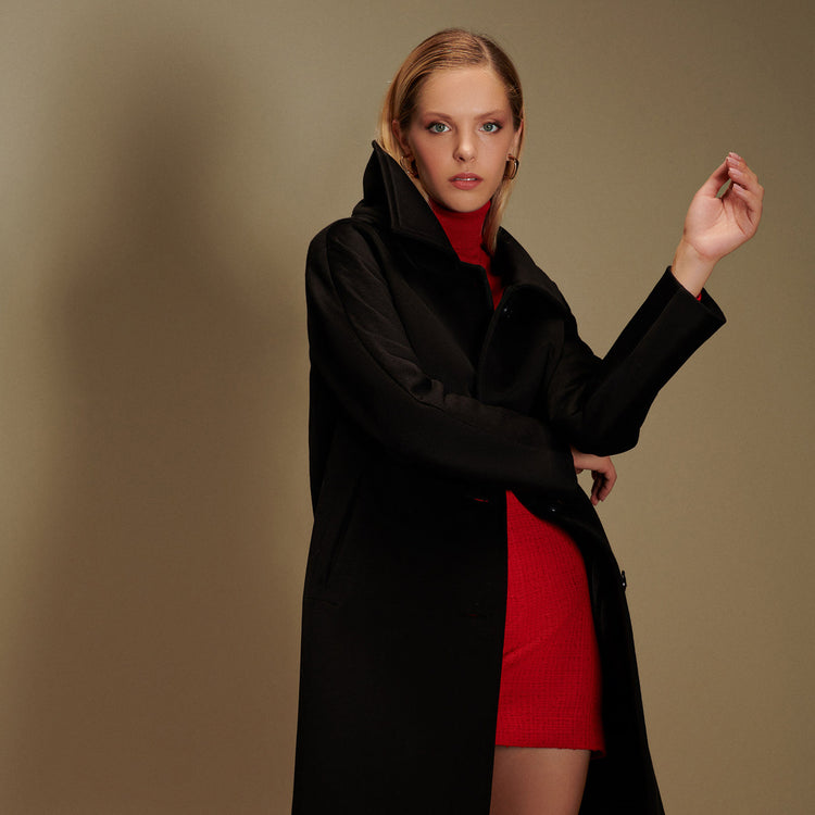 Swing Vegan Short Coat in Black