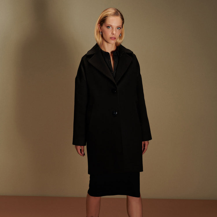Emilie Vegan Short Coat in Black