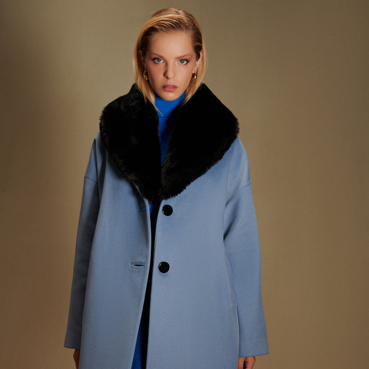 Emilie Vegan Short Coat in Blue