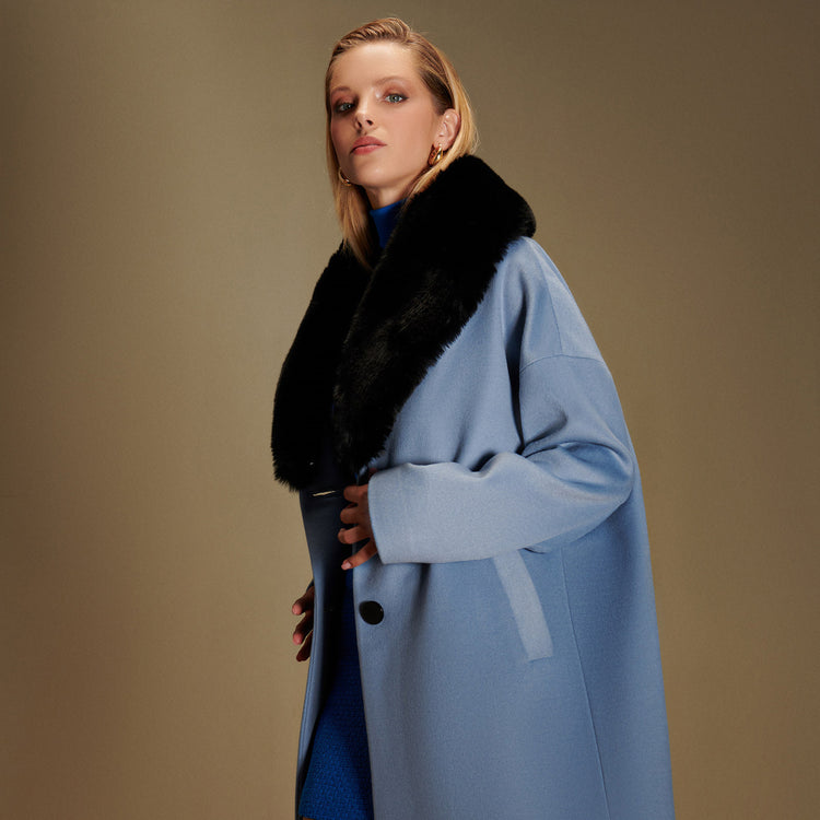 Emilie Vegan Short Coat in Blue
