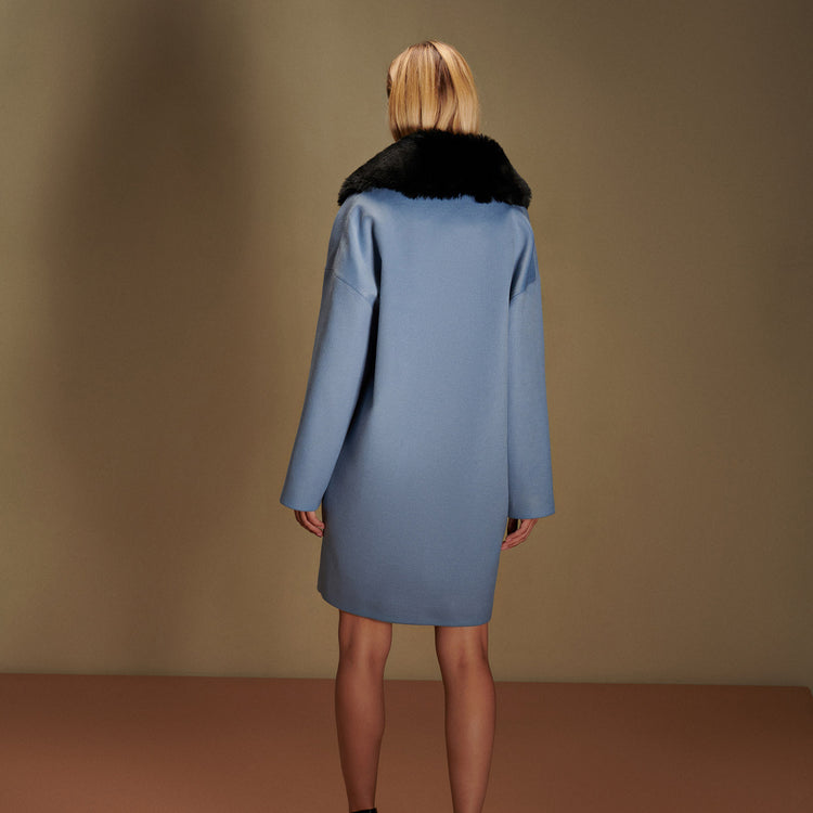 Emilie Vegan Short Coat in Blue