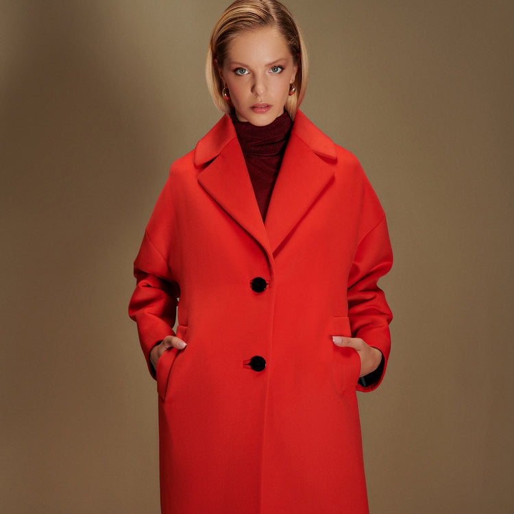 Emilie Vegan Short Coat In Red