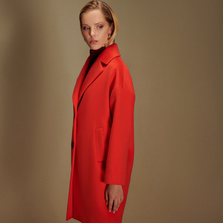 Emilie Vegan Short Coat In Red