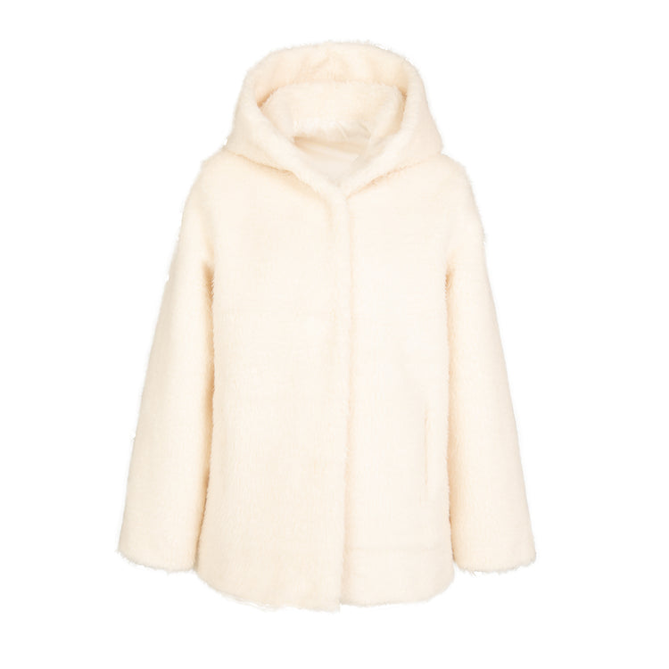 Elena Hooded Coat in Ecru