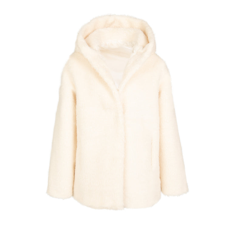 Elena Hooded Coat in Ecru