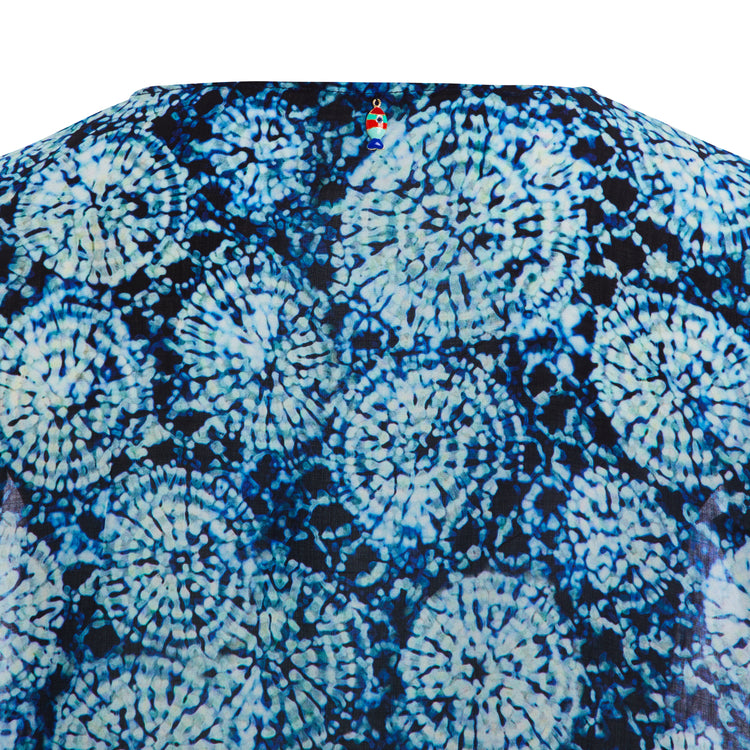 River Kaftan Tunic In Blue with Evil Eye Charm