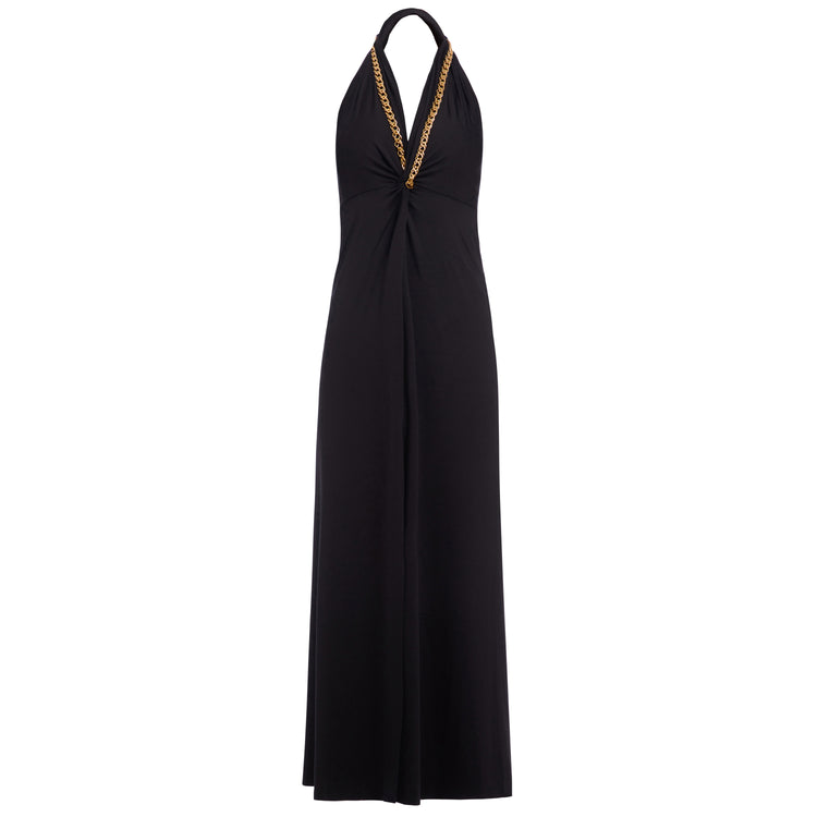 Golden Chain Party Maxi Dress in Black