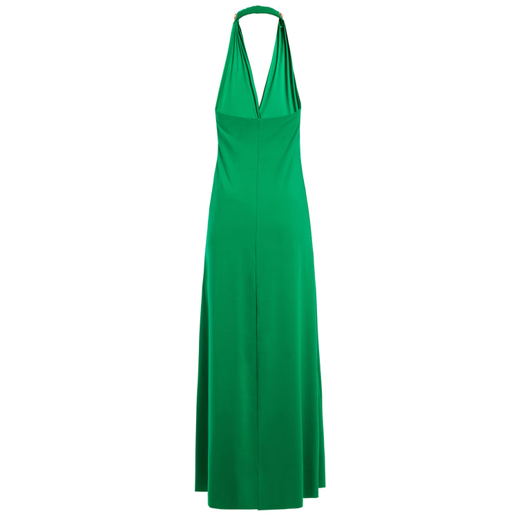 Golden Chain Party Maxi Dress in Green
