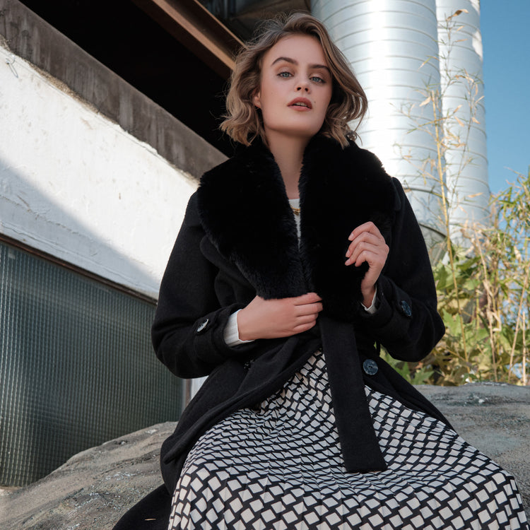Cindy Classic Vegan Coat in Black