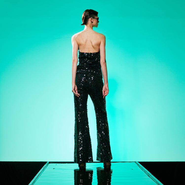 Taylor Sequined Party Trousers in Black