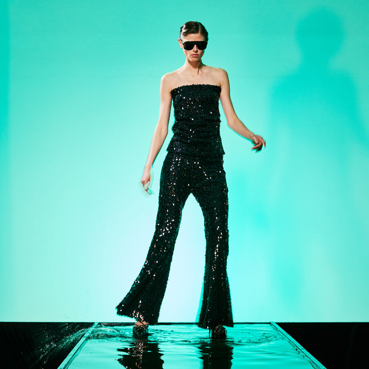 Taylor Sequined Party Trousers in Black