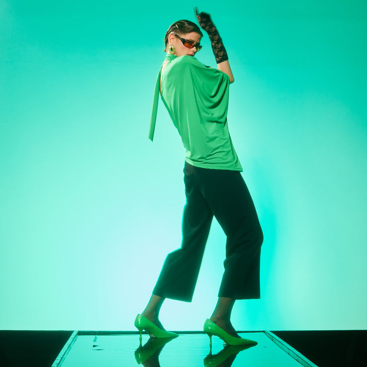 Beyonce One Shoulder Evening Top In Green