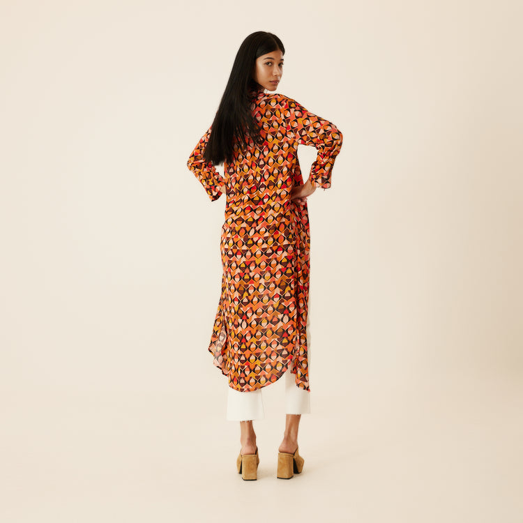 Maria Button Front Shirt Dress in Coral Red