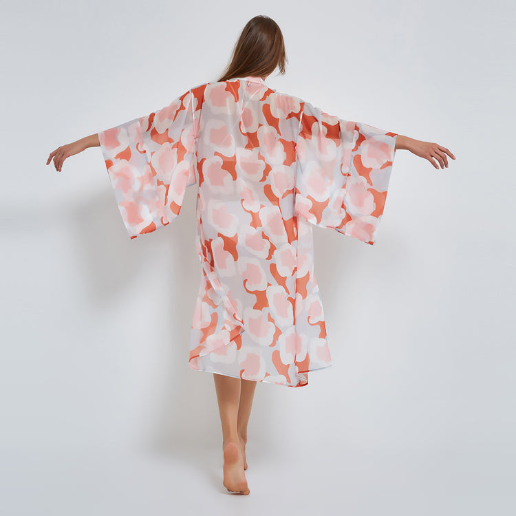 Coral Flowers Kimono