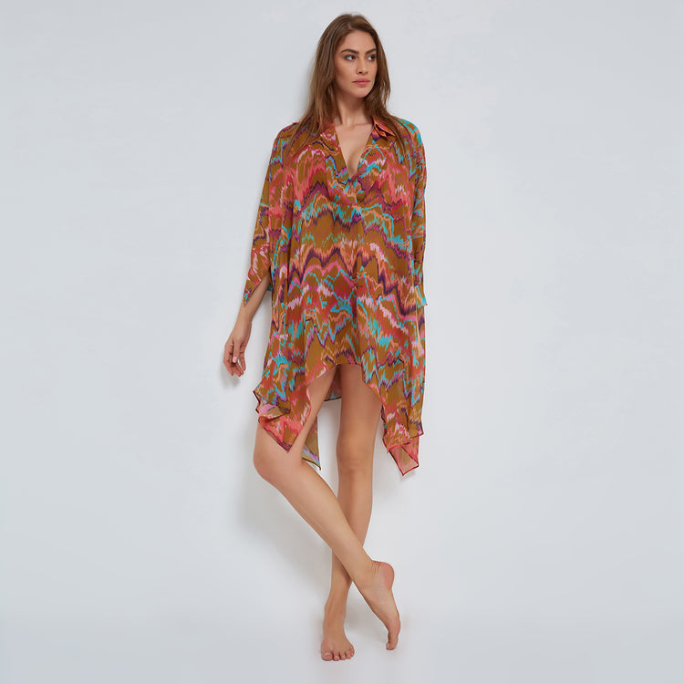 Zig-Zag Tunic in Dark Multicolor