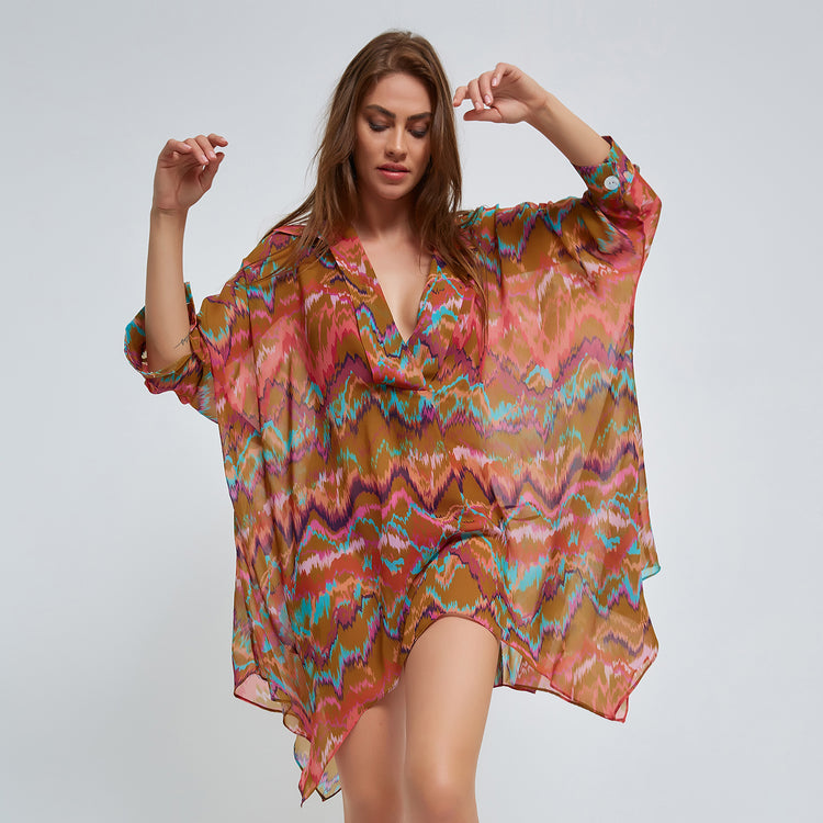 Zig-Zag Tunic in Dark Multicolor