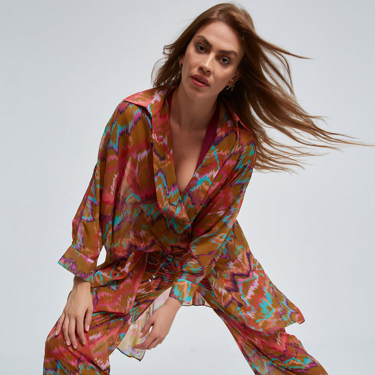 Zig-Zag Tunic in Dark Multicolor