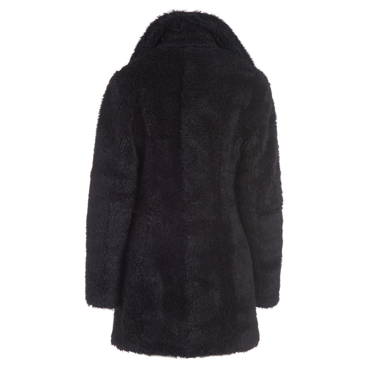Teddy Vegan Double Breasted Short Coat in Black