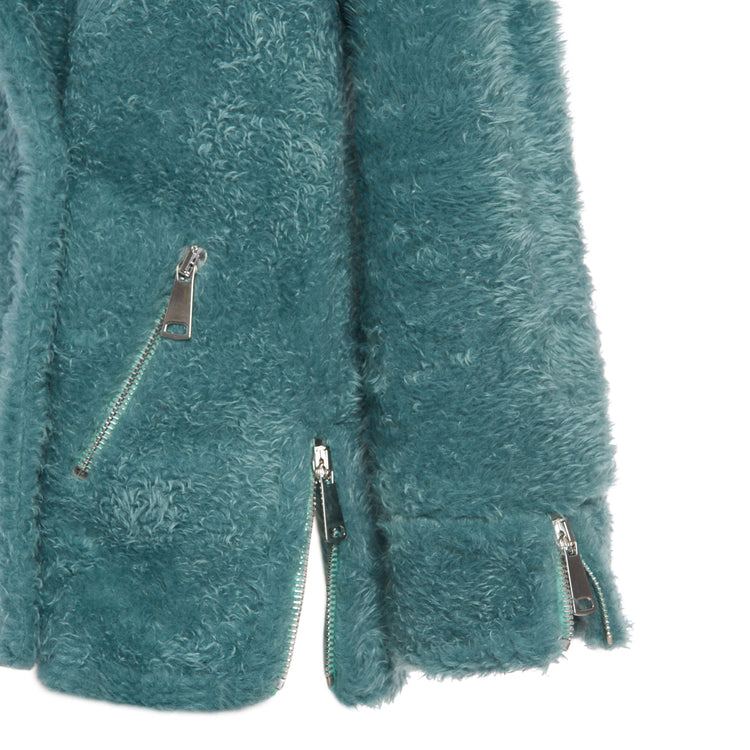 Army Teddy Vegan Short Coat in Teal