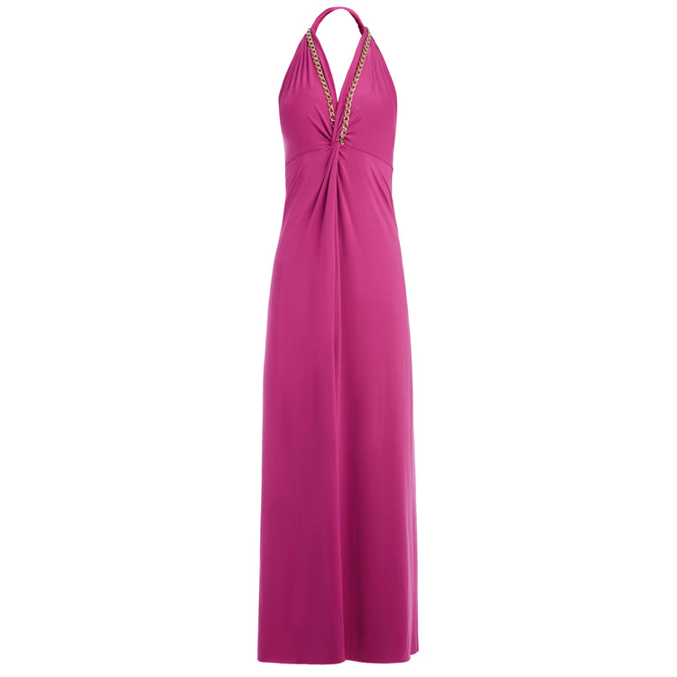 Golden Chain Party Maxi Dress in Pink