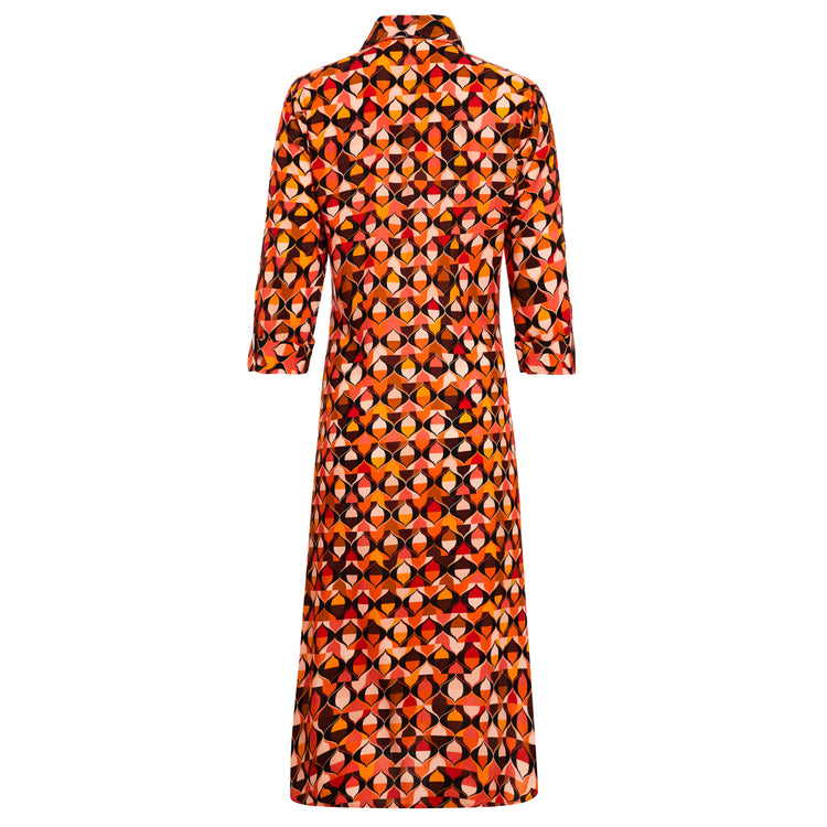Maria Button Front Shirt Dress in Coral Red