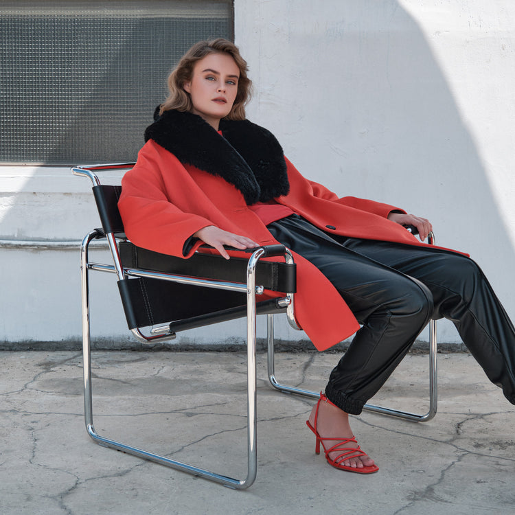 Emilie Vegan Short Coat In Red