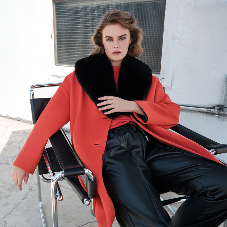Emilie Vegan Short Coat In Red