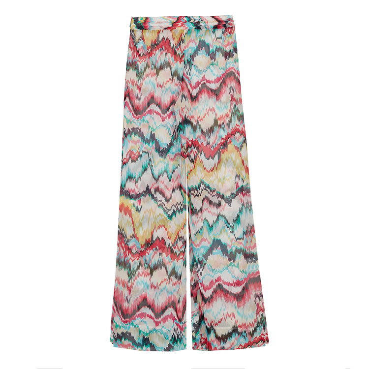 Light Multicolor Pull-on Trousers in Shiffon