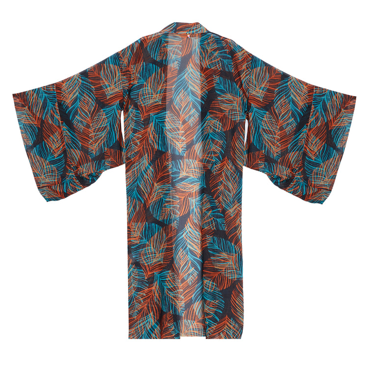 Leaf Kimono in Dark Multicolor