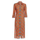 Linda Long Shirt Dress with Tulip Design in Coral Red