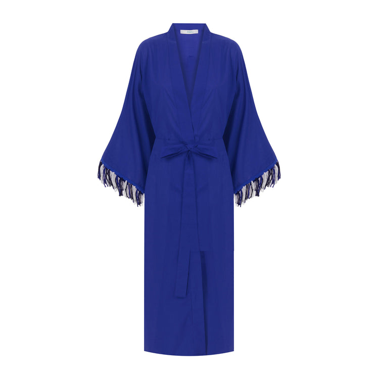 Hamsa Hand Organic Cotton Kaftan in Blue