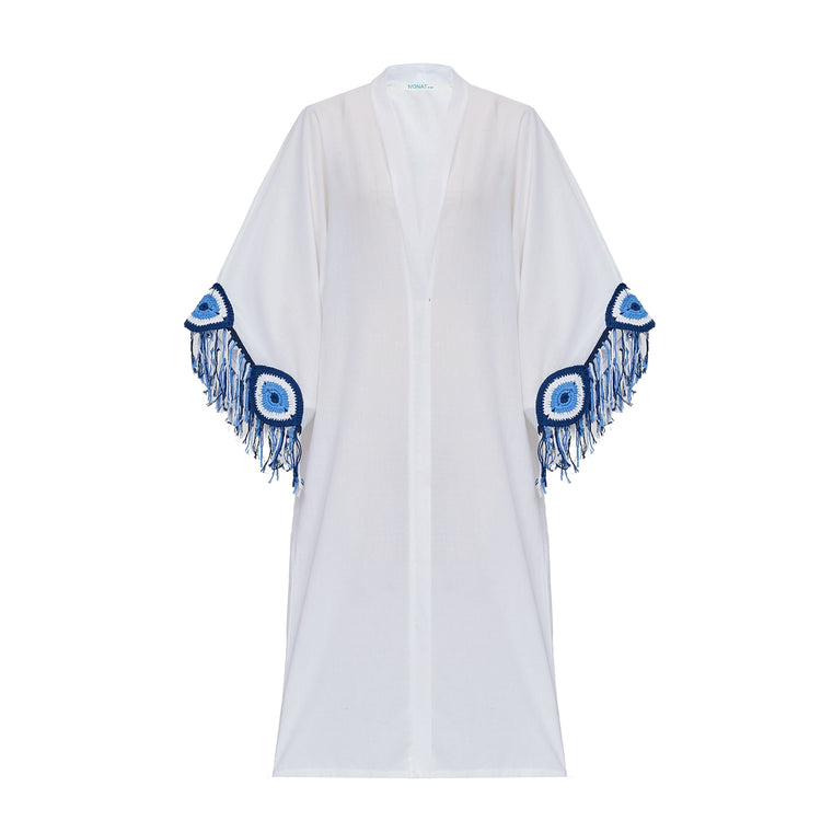 Evil Eye Kaftan in White