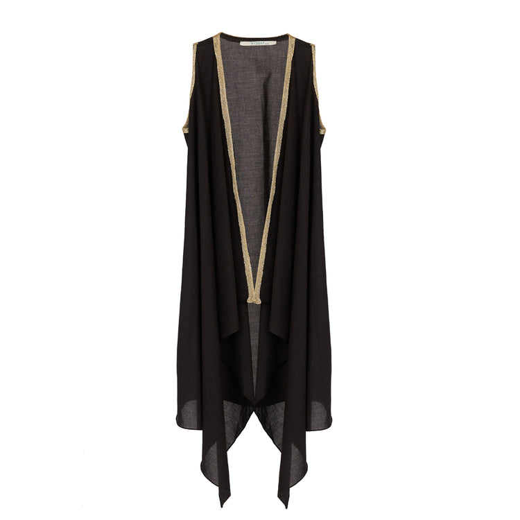 Black Wrap Tunic in Organic Cotton