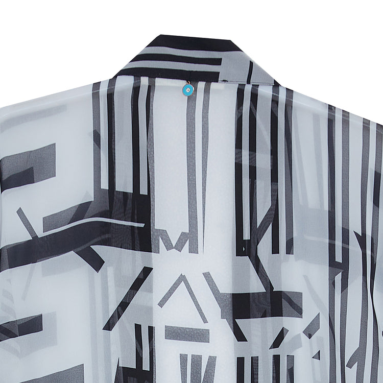 Modern Geometric Design Kimono in Black & White