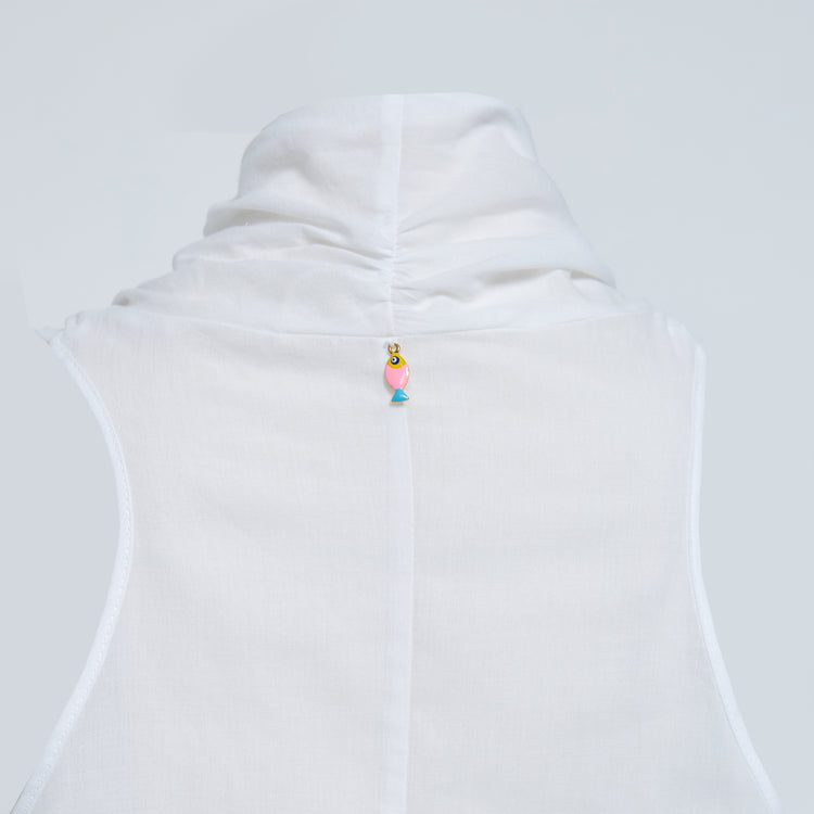 Cozy Organic Cotton Dress with Ruffles in White