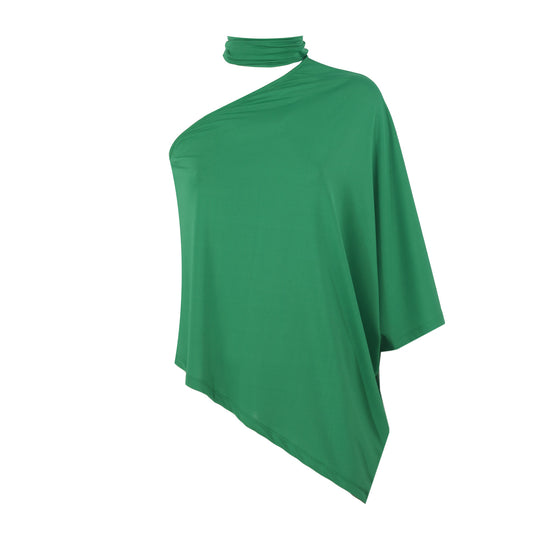 Beyonce One Shoulder Evening Top In Green