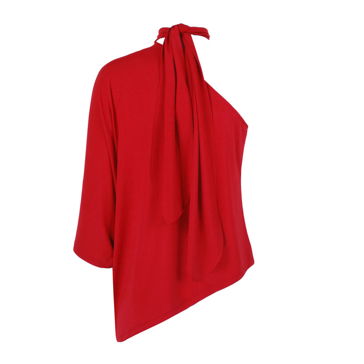 Beyonce One Shoulder Evening Top In Red