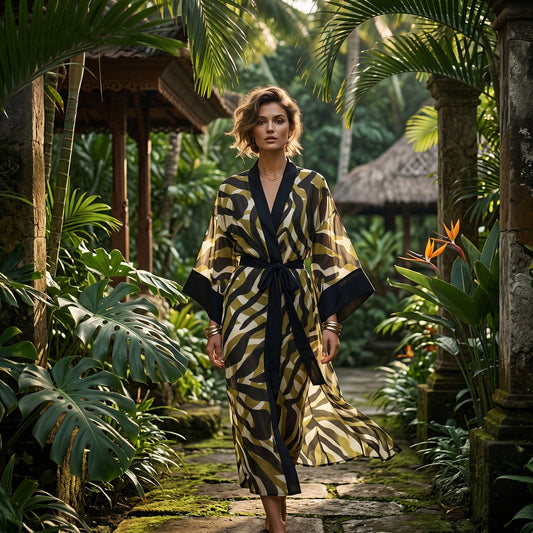 Wild Breeze Kaftan in Green & Black